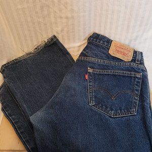 Levis 517 Bootcut Jeans 2006 Dark Blue Wear Bottom Hem 36 x 30 Mens